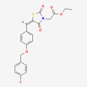 ethyl [(5E)-5-{4-[(4-fluorobenzyl)oxy]benzylidene}-2,4-dioxo-1,3-thiazolidin-3-yl]acetate