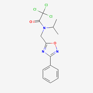 2,2,2-trichloro-N-[(3-phenyl-1,2,4-oxadiazol-5-yl)methyl]-N-propan-2-ylacetamide