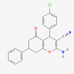 molecular formula C22H17ClN2O2 B5242807 2-amino-4-(4-chlorophenyl)-5-oxo-7-phenyl-4,6,7,8-tetrahydrochromene-3-carbonitrile 