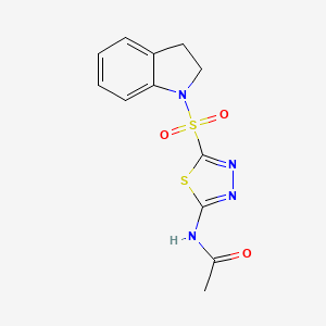 molecular formula C12H12N4O3S2 B5242847 N-[5-(2,3-Dihydro-1H-indole-1-sulfonyl)-1,3,4-thiadiazol-2-YL]acetamide 