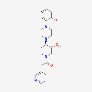 molecular formula C22H27FN4O2 B5242887 (3R*,4R*)-4-[4-(2-fluorophenyl)-1-piperazinyl]-1-(3-pyridinylacetyl)-3-piperidinol 