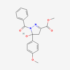 molecular formula C19H18N2O5 B5242905 methyl 1-benzoyl-5-hydroxy-5-(4-methoxyphenyl)-4,5-dihydro-1H-pyrazole-3-carboxylate 