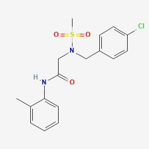 molecular formula C17H19ClN2O3S B5242983 2-{N-[(4-CHLOROPHENYL)METHYL]METHANESULFONAMIDO}-N-(2-METHYLPHENYL)ACETAMIDE 