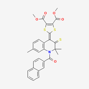 DIMETHYL 2-[2,2,7-TRIMETHYL-1-(2-NAPHTHYLCARBONYL)-3-THIOXO-2,3-DIHYDRO-4(1H)-QUINOLINYLIDEN]-1,3-DITHIOLE-4,5-DICARBOXYLATE