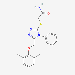 molecular formula C19H20N4O2S B5243077 2-({5-[(2,6-dimethylphenoxy)methyl]-4-phenyl-4H-1,2,4-triazol-3-yl}thio)acetamide 