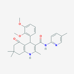 molecular formula C27H31N3O4 B5243095 4-(2,3-dimethoxyphenyl)-2,7,7-trimethyl-N-(5-methyl-2-pyridinyl)-5-oxo-1,4,5,6,7,8-hexahydro-3-quinolinecarboxamide 