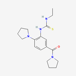 molecular formula C18H26N4OS B5243111 1-Ethyl-3-[2-(pyrrolidin-1-yl)-5-(pyrrolidin-1-ylcarbonyl)phenyl]thiourea 