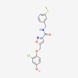 molecular formula C20H19ClN2O4S B5243153 5-[(2-chloro-4-methoxyphenoxy)methyl]-N-[(3-methylsulfanylphenyl)methyl]-1,2-oxazole-3-carboxamide 