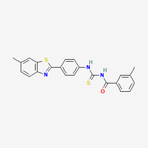 molecular formula C23H19N3OS2 B5243227 3-methyl-N-{[4-(6-methyl-1,3-benzothiazol-2-yl)phenyl]carbamothioyl}benzamide 