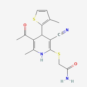 2-{[5-acetyl-3-cyano-6-methyl-4-(3-methyl-2-thienyl)-1,4-dihydro-2-pyridinyl]thio}acetamide