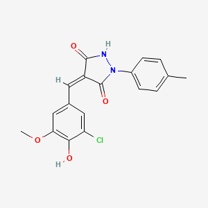 (4Z)-4-[(3-chloro-4-hydroxy-5-methoxyphenyl)methylidene]-1-(4-methylphenyl)pyrazolidine-3,5-dione