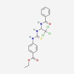 molecular formula C19H18Cl3N3O3S B5243419 ethyl 4-[({[1-(benzoylamino)-2,2,2-trichloroethyl]amino}carbonothioyl)amino]benzoate 