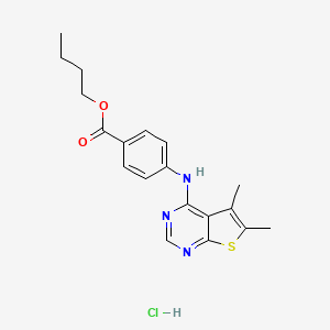 molecular formula C19H22ClN3O2S B5243422 butyl 4-[(5,6-dimethylthieno[2,3-d]pyrimidin-4-yl)amino]benzoate hydrochloride 