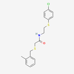 molecular formula C18H20ClNOS2 B5243448 N-{2-[(4-chlorophenyl)thio]ethyl}-2-[(2-methylbenzyl)thio]acetamide 