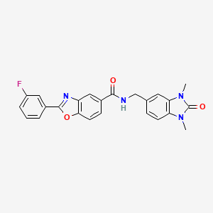 molecular formula C24H19FN4O3 B5243534 N-[(1,3-dimethyl-2-oxo-2,3-dihydro-1H-benzimidazol-5-yl)methyl]-2-(3-fluorophenyl)-1,3-benzoxazole-5-carboxamide 