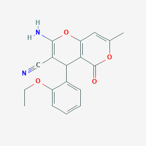 molecular formula C18H16N2O4 B5243619 2-AMINO-4-(2-ETHOXYPHENYL)-7-ME-5-OXO-4H,5H-PYRANO(4,3-B)PYRAN-3-CARBONITRILE 