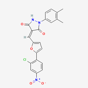 molecular formula C22H16ClN3O5 B5243636 4-{[5-(2-chloro-4-nitrophenyl)-2-furyl]methylene}-1-(3,4-dimethylphenyl)-3,5-pyrazolidinedione 