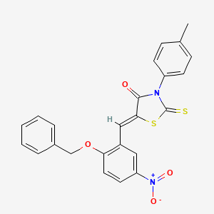 (5Z)-3-(4-methylphenyl)-5-[(5-nitro-2-phenylmethoxyphenyl)methylidene]-2-sulfanylidene-1,3-thiazolidin-4-one