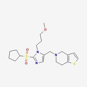 molecular formula C20H29N3O3S2 B5243703 5-[[2-cyclopentylsulfonyl-3-(3-methoxypropyl)imidazol-4-yl]methyl]-6,7-dihydro-4H-thieno[3,2-c]pyridine 