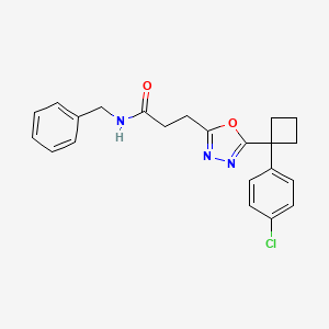 molecular formula C22H22ClN3O2 B5243781 N-benzyl-3-{5-[1-(4-chlorophenyl)cyclobutyl]-1,3,4-oxadiazol-2-yl}propanamide 