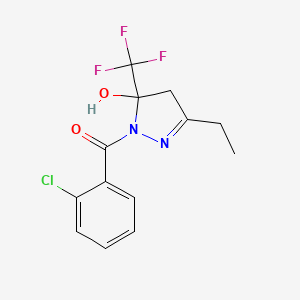 molecular formula C13H12ClF3N2O2 B5243891 1-(2-chlorobenzoyl)-3-ethyl-5-(trifluoromethyl)-4,5-dihydro-1H-pyrazol-5-ol 