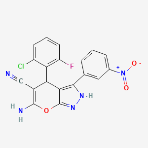 molecular formula C19H11ClFN5O3 B5243895 6-AMINO-4-(2-CHLORO-6-FLUOROPHENYL)-3-(3-NITROPHENYL)-1H,4H-PYRANO[2,3-C]PYRAZOLE-5-CARBONITRILE 