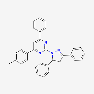 molecular formula C32H26N4 B5243925 2-(3,5-Diphenyl-3,4-dihydropyrazol-2-yl)-4-(4-methylphenyl)-6-phenylpyrimidine 