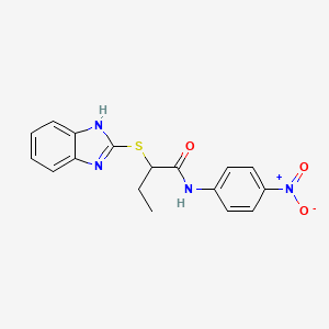 molecular formula C17H16N4O3S B5243934 2-(1H-1,3-BENZIMIDAZOL-2-YLSULFANYL)-N~1~-(4-NITROPHENYL)BUTANAMIDE 