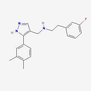 molecular formula C20H22FN3 B5243966 N-{[3-(3,4-dimethylphenyl)-1H-pyrazol-4-yl]methyl}-2-(3-fluorophenyl)ethanamine 