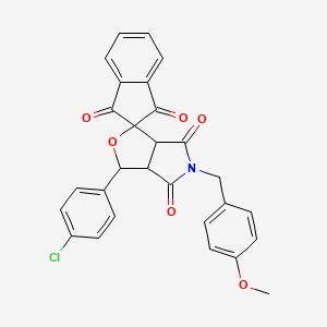 molecular formula C28H20ClNO6 B5244014 3-(4-chlorophenyl)-5-(4-methoxybenzyl)-3a,6a-dihydrospiro[furo[3,4-c]pyrrole-1,2'-indene]-1',3',4,6(3H,5H)-tetrone 