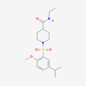 molecular formula C18H28N2O4S B5244021 N-ETHYL-1-[2-METHOXY-5-(PROPAN-2-YL)BENZENESULFONYL]PIPERIDINE-4-CARBOXAMIDE 