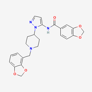 molecular formula C24H24N4O5 B5244051 N-{1-[1-(1,3-benzodioxol-4-ylmethyl)-4-piperidinyl]-1H-pyrazol-5-yl}-1,3-benzodioxole-5-carboxamide 