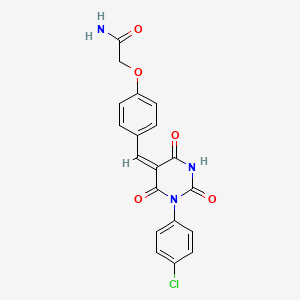 2-(4-{(E)-[1-(4-chlorophenyl)-2,4,6-trioxotetrahydropyrimidin-5(2H)-ylidene]methyl}phenoxy)acetamide