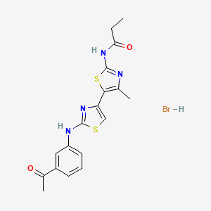 N-[5-[2-(3-acetylanilino)-1,3-thiazol-4-yl]-4-methyl-1,3-thiazol-2-yl]propanamide;hydrobromide