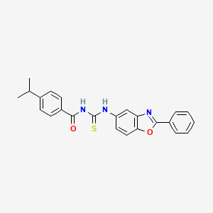 molecular formula C24H21N3O2S B5244171 N-[(2-phenyl-1,3-benzoxazol-5-yl)carbamothioyl]-4-(propan-2-yl)benzamide 