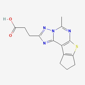 molecular formula C14H14N4O2S B5244313 3-(7-Methyl-10-thia-3,5,6,8-tetrazatetracyclo[7.6.0.02,6.011,15]pentadeca-1(9),2,4,7,11(15)-pentaen-4-yl)propanoic acid 