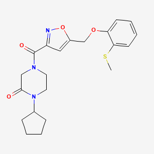 molecular formula C21H25N3O4S B5244321 1-Cyclopentyl-4-[5-[(2-methylsulfanylphenoxy)methyl]-1,2-oxazole-3-carbonyl]piperazin-2-one 