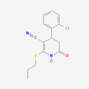 molecular formula C15H15ClN2OS B5244366 4-(2-Chlorophenyl)-6-oxo-2-(propylsulfanyl)-1,4,5,6-tetrahydropyridine-3-carbonitrile 