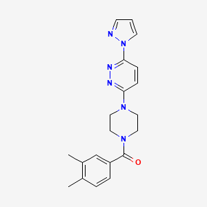 molecular formula C20H22N6O B5244428 3-[4-(3,4-dimethylbenzoyl)piperazin-1-yl]-6-(1H-pyrazol-1-yl)pyridazine 