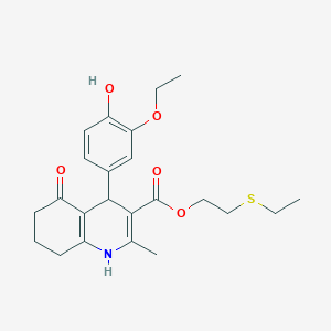 2-(Ethylsulfanyl)ethyl 4-(3-ethoxy-4-hydroxyphenyl)-2-methyl-5-oxo-1,4,5,6,7,8-hexahydroquinoline-3-carboxylate