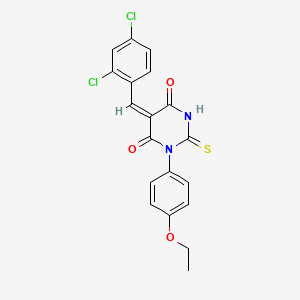 molecular formula C19H14Cl2N2O3S B5244436 (5E)-5-[(2,4-dichlorophenyl)methylidene]-1-(4-ethoxyphenyl)-2-sulfanylidene-1,3-diazinane-4,6-dione 