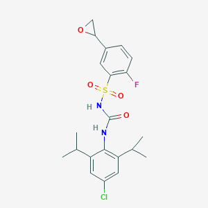 molecular formula C21H24ClFN2O4S B524446 1-[4-Chloro-2,6-di(propan-2-yl)phenyl]-3-[2-fluoro-5-(oxiran-2-yl)phenyl]sulfonylurea 