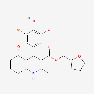 Tetrahydrofuran-2-ylmethyl 4-(3-bromo-4-hydroxy-5-methoxyphenyl)-2-methyl-5-oxo-1,4,5,6,7,8-hexahydroquinoline-3-carboxylate