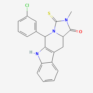 10-(3-Chlorophenyl)-13-methyl-12-sulfanylidene-8,11,13-triazatetracyclo[7.7.0.02,7.011,15]hexadeca-1(9),2,4,6-tetraen-14-one