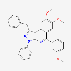 molecular formula C32H27N3O3 B5244480 1-Benzyl-7,8-dimethoxy-5-(3-methoxyphenyl)-3-phenylpyrazolo[3,4-c]isoquinoline 