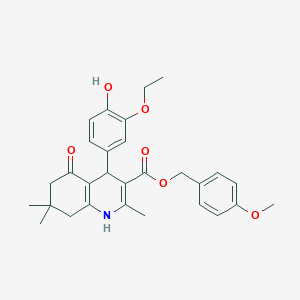 4-Methoxybenzyl 4-(3-ethoxy-4-hydroxyphenyl)-2,7,7-trimethyl-5-oxo-1,4,5,6,7,8-hexahydroquinoline-3-carboxylate