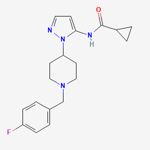 molecular formula C19H23FN4O B5244532 N-[2-[1-[(4-fluorophenyl)methyl]piperidin-4-yl]pyrazol-3-yl]cyclopropanecarboxamide 