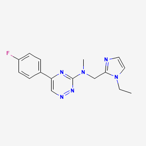 molecular formula C16H17FN6 B5244564 N-[(1-ethylimidazol-2-yl)methyl]-5-(4-fluorophenyl)-N-methyl-1,2,4-triazin-3-amine 