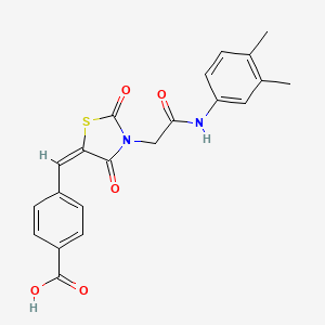 molecular formula C21H18N2O5S B5244591 4-[(E)-(3-{2-[(3,4-dimethylphenyl)amino]-2-oxoethyl}-2,4-dioxo-1,3-thiazolidin-5-ylidene)methyl]benzoic acid 