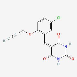 molecular formula C14H9ClN2O4 B5244600 5-[(5-Chloro-2-prop-2-ynoxyphenyl)methylidene]-1,3-diazinane-2,4,6-trione 